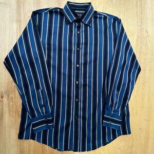 TASSO ELBA STRIPED LONG SLEEVE DRESS SHIRT MEN’S sz M Blue Button Spread Collar